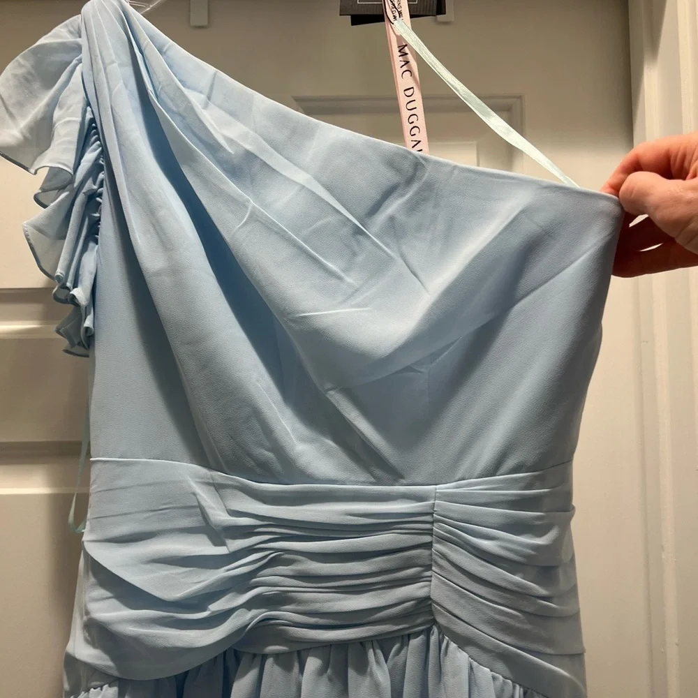 NWT Mac Duggal One-Shoulder Light Blue Dress - Picture 4 of 5